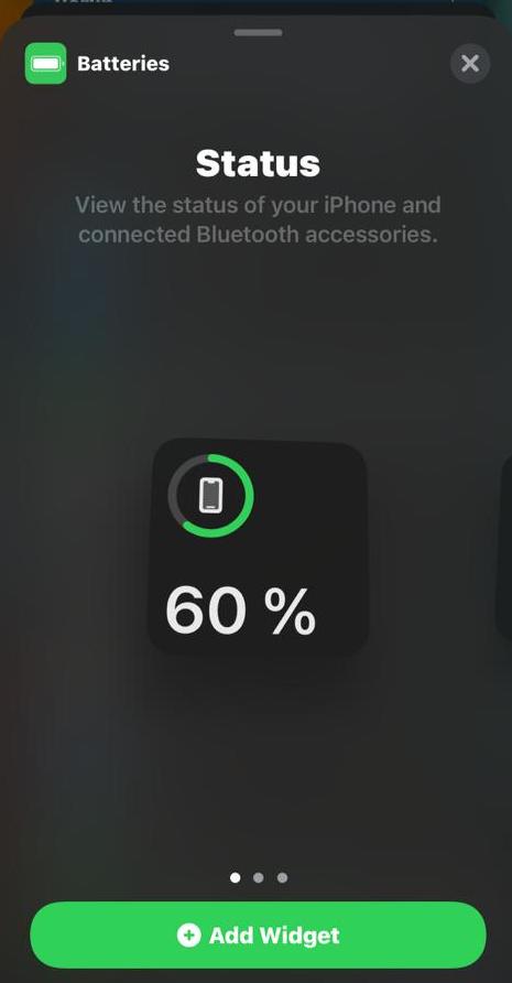 iphone add battery percentage widget