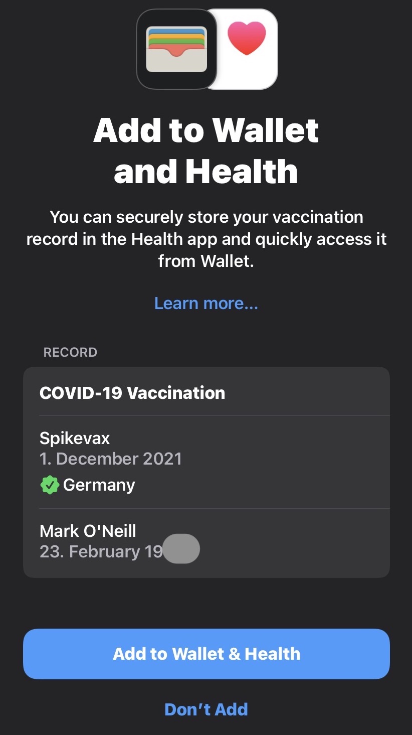 ios add covid certificate to health app