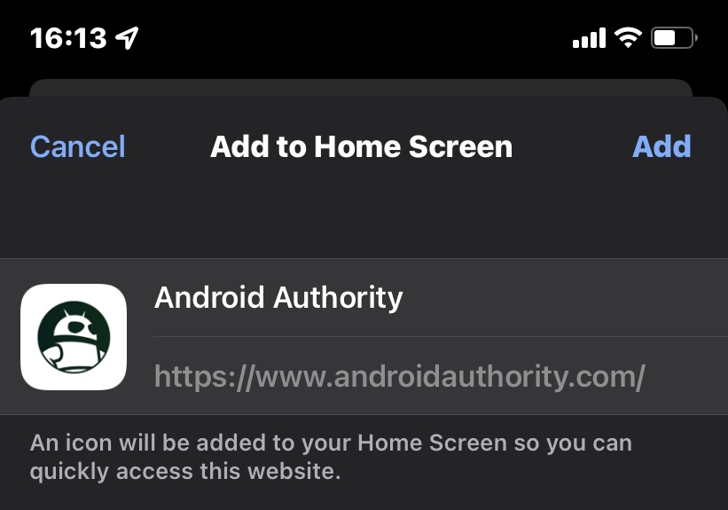 ios android authority add to home screen