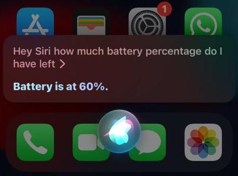 iphone ask siri battery percentage