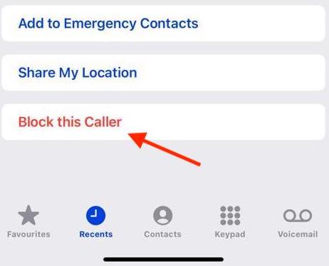 ios call logs block caller