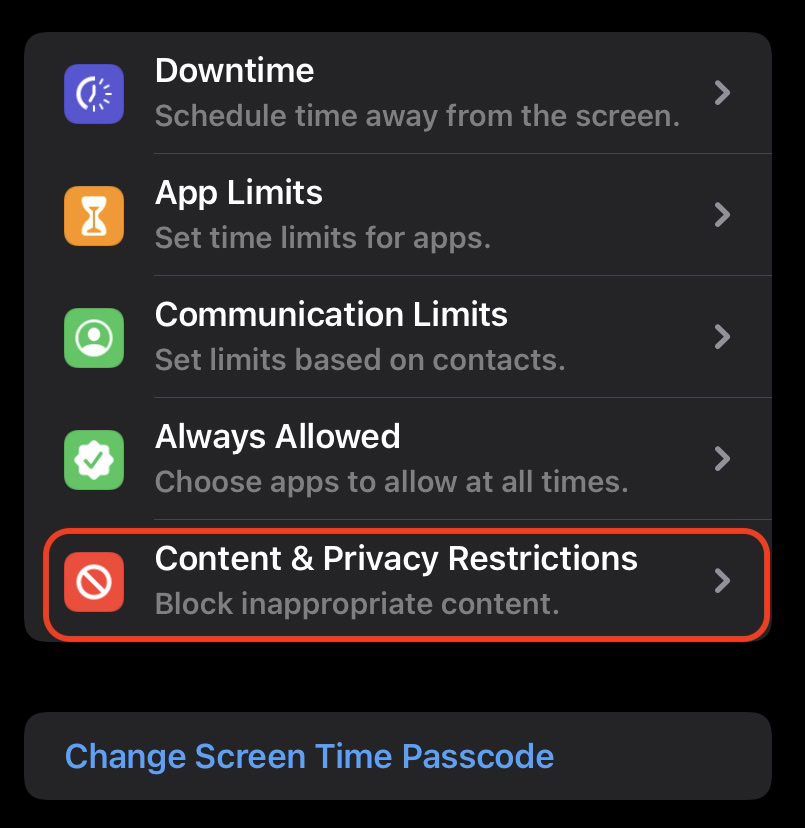 ios content privacy restrictions