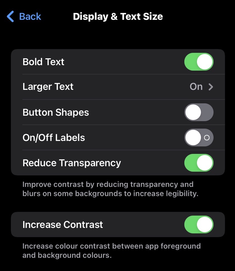 iphone display and text size accessibility