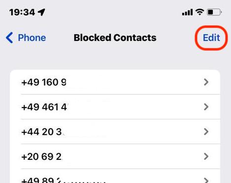 ios edit blocked numbers