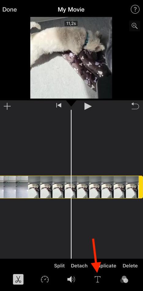 ios imovie adding text