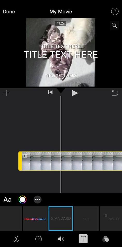 ios imovie editing text