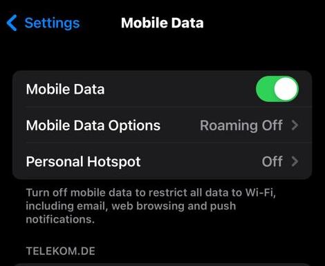 ios iphone 13 mobile data options