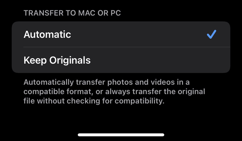 ios photos settings