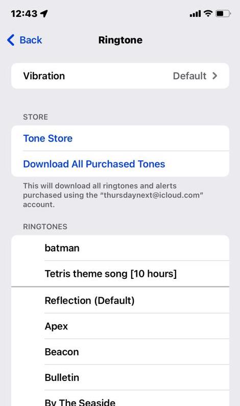 ios settings choose tone