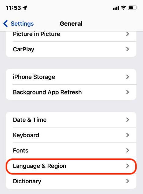 ios settings language