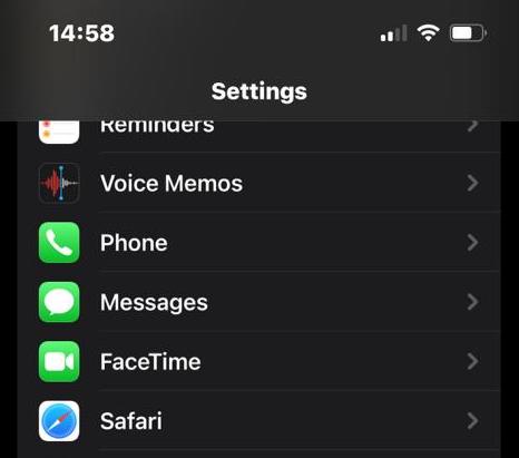 ios settings phone