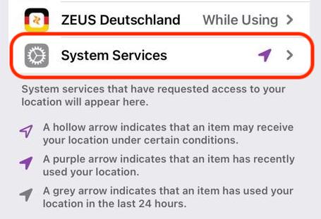 ios settings system services location history