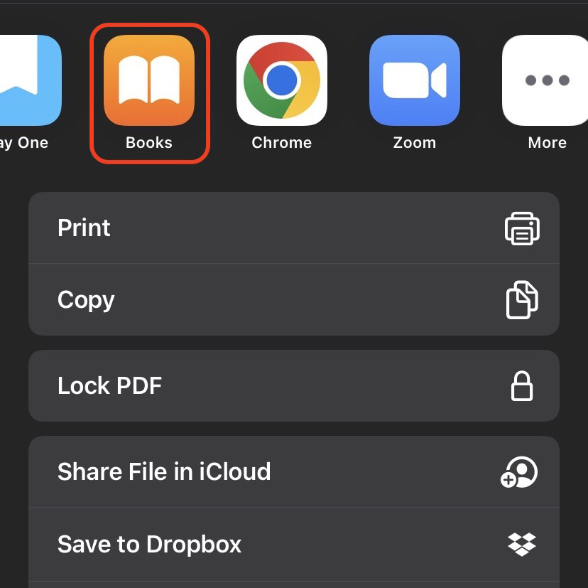 ios share open in books