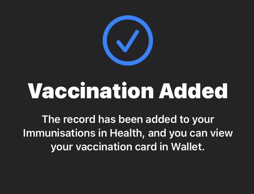ios vaccination certificate added