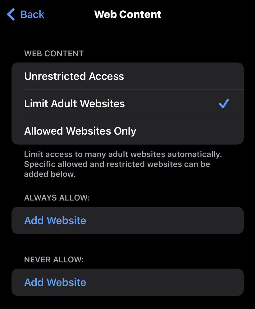 ios web content blocklist