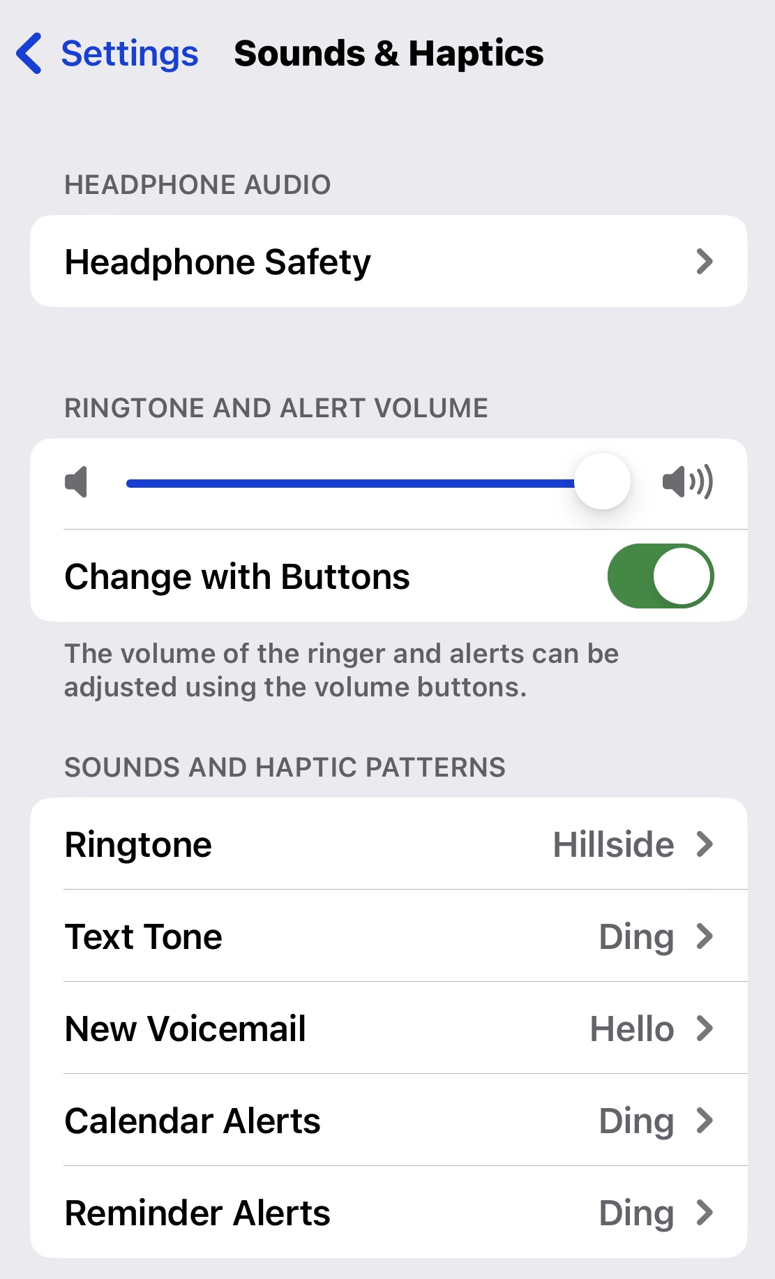 iphone sounds and haptics section ios16