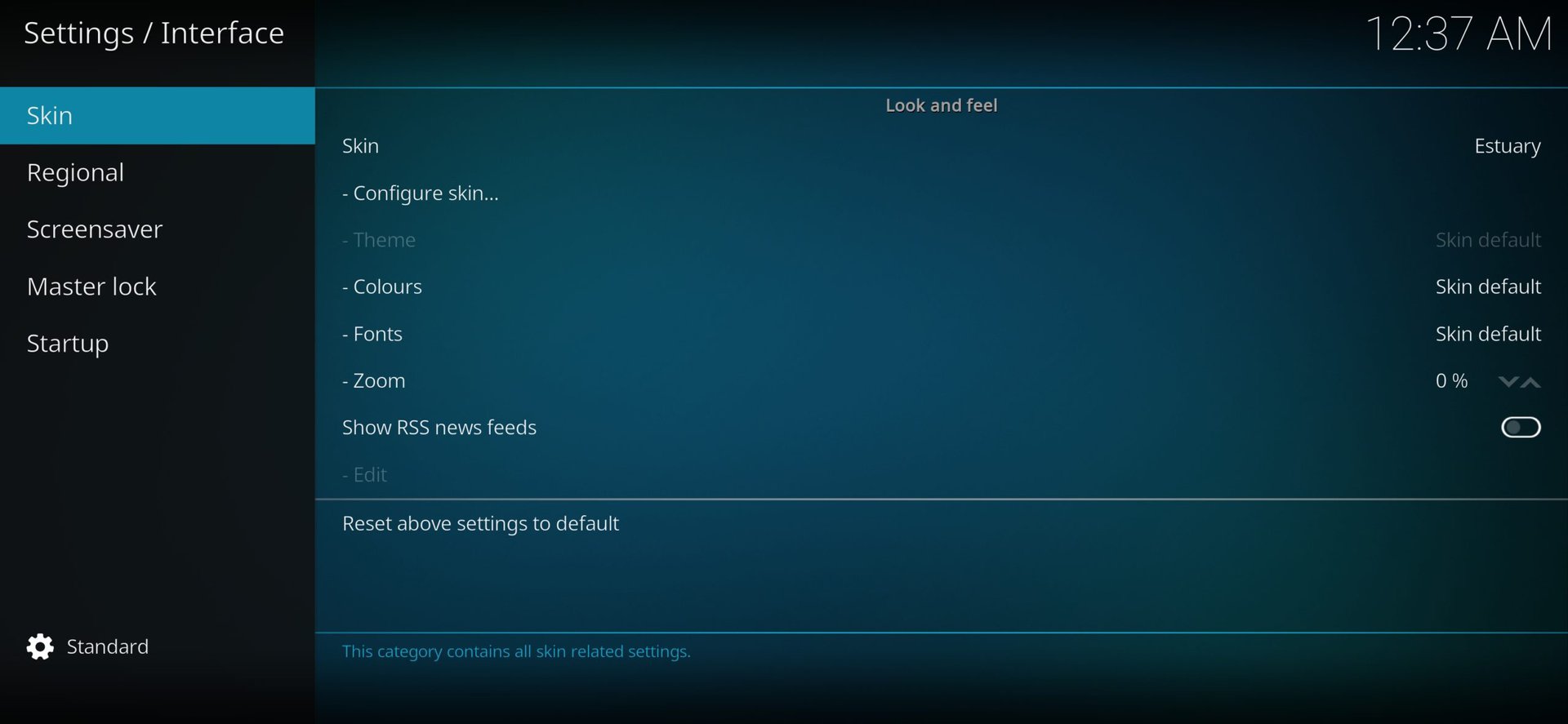 kodi interface settings