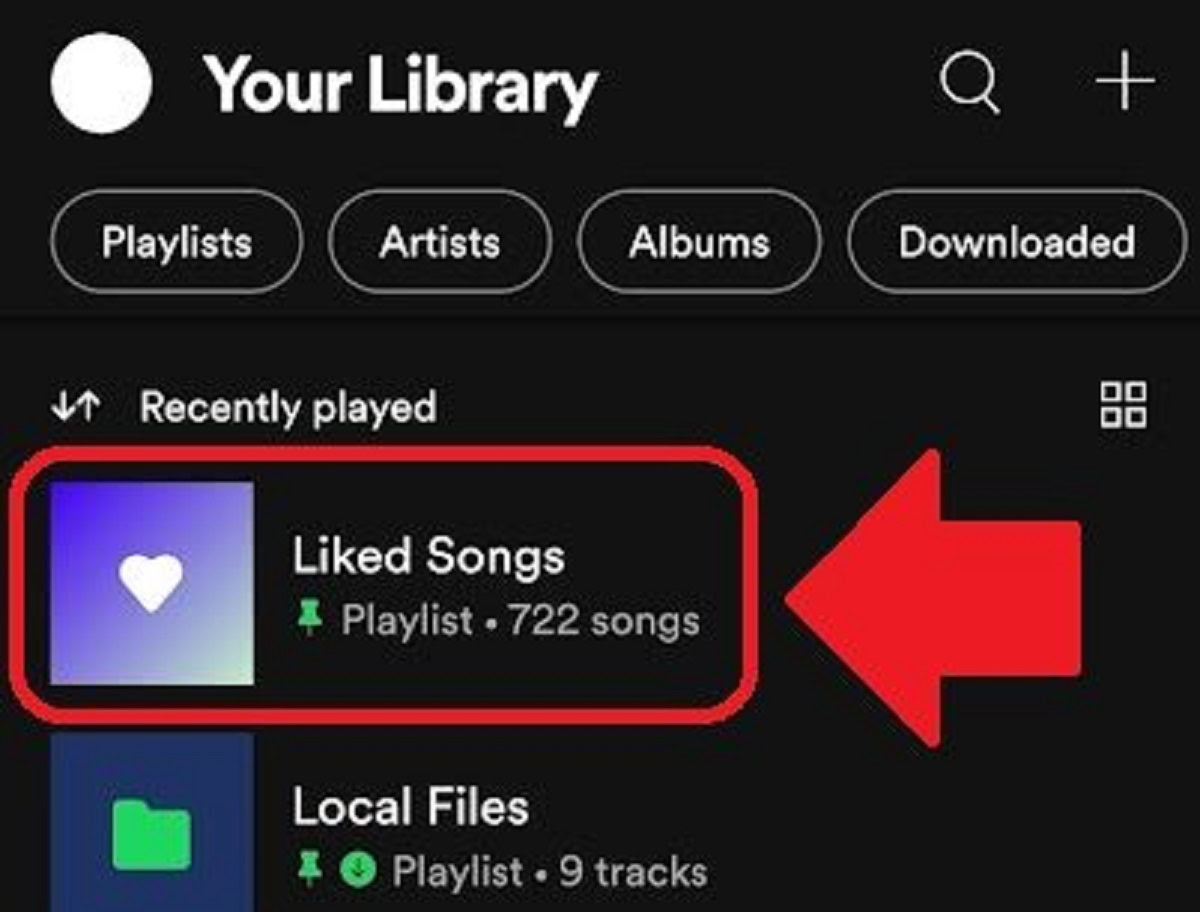 liked songs location spotify