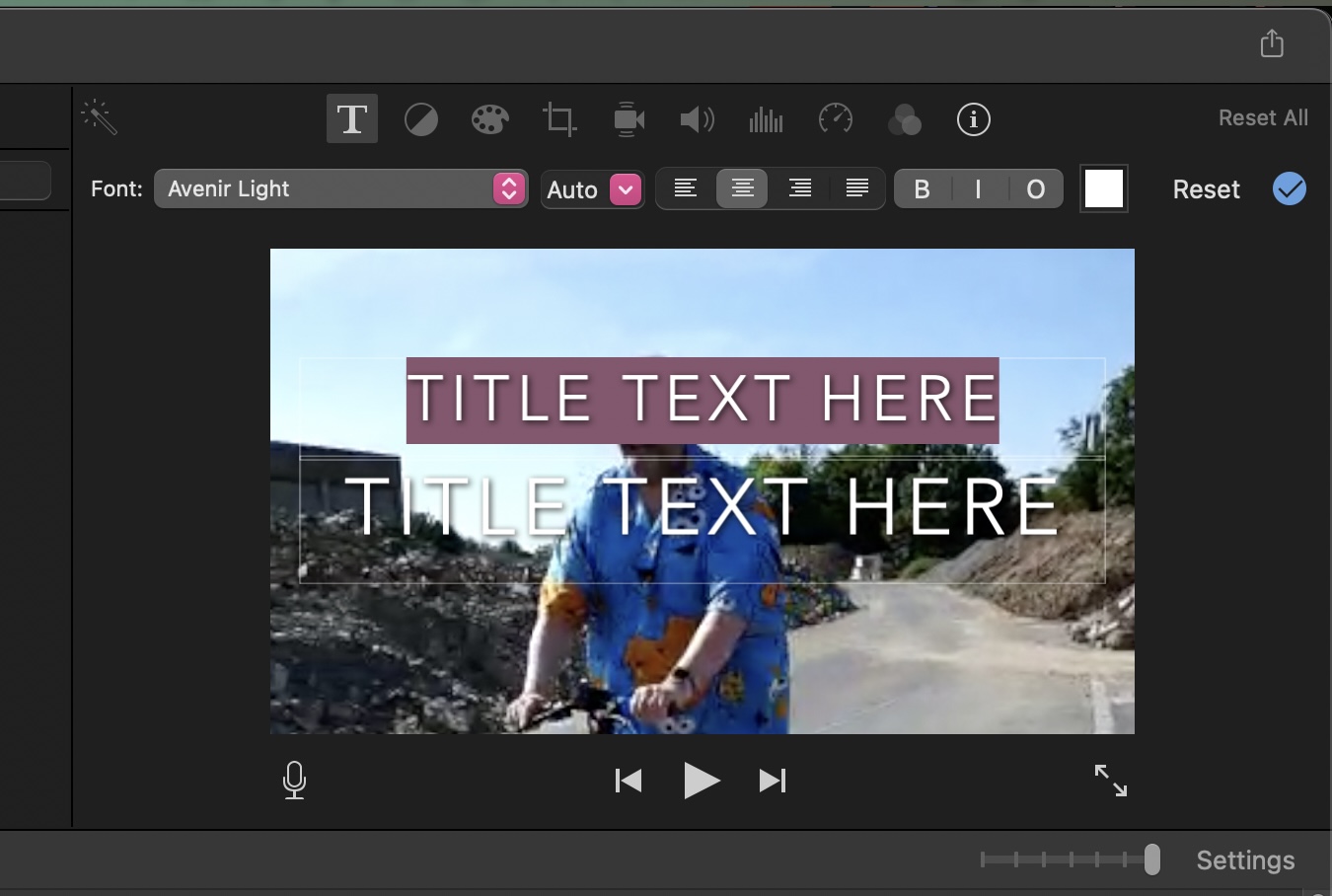 mac imovie editing overlay text