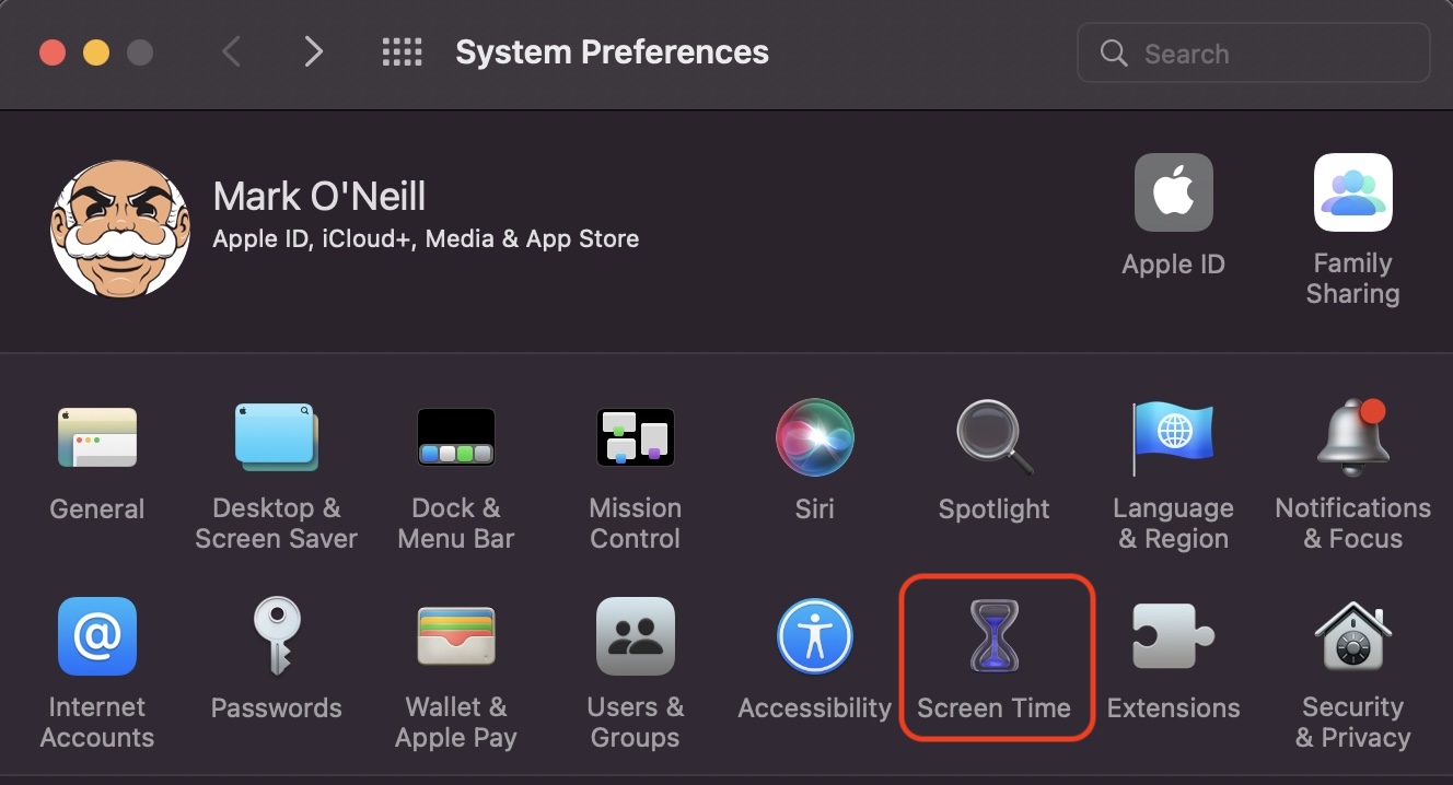 macos system preferences screen time