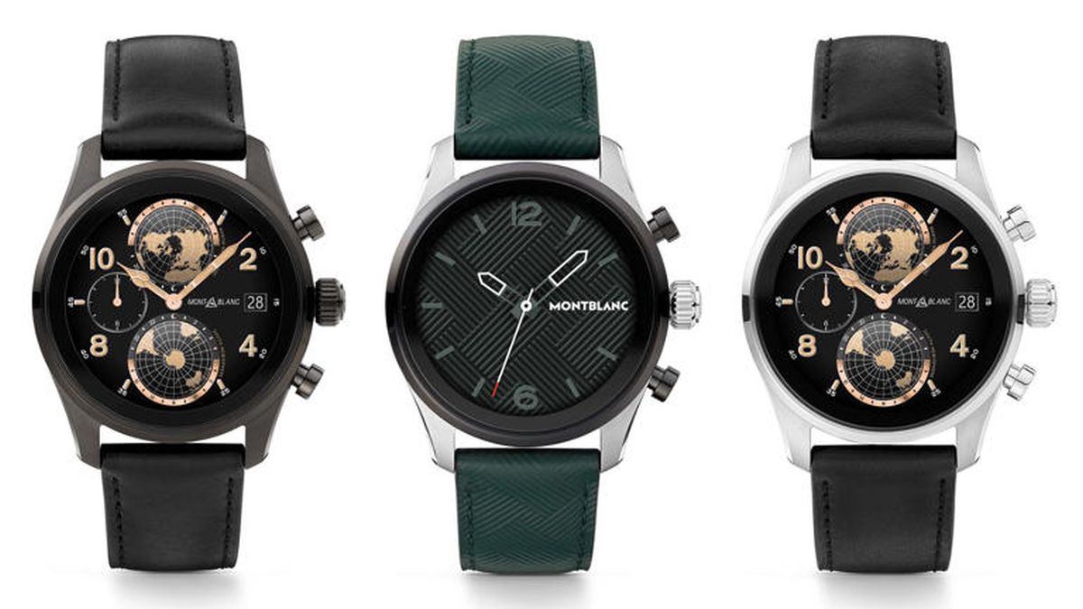 A family of Montblanc Summit 3 devices display unique watch faces.