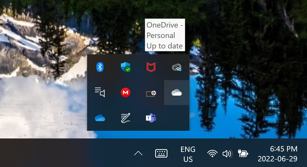 onedrive icon in taskbar