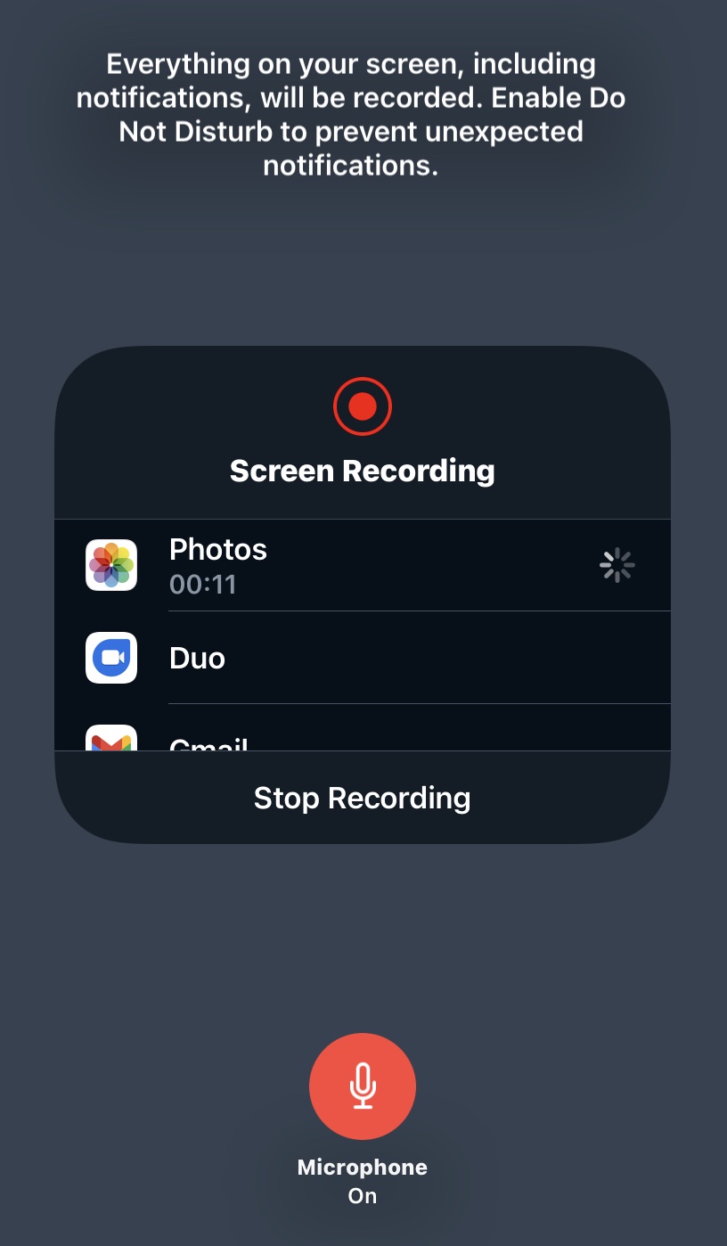 screen recording ios enable audio
