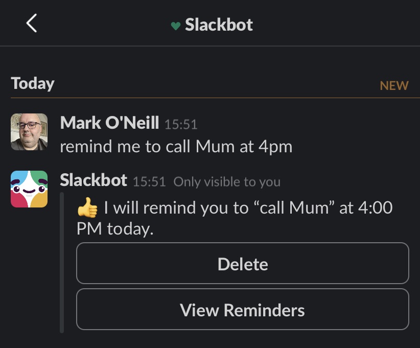 slackbot set up call reminders