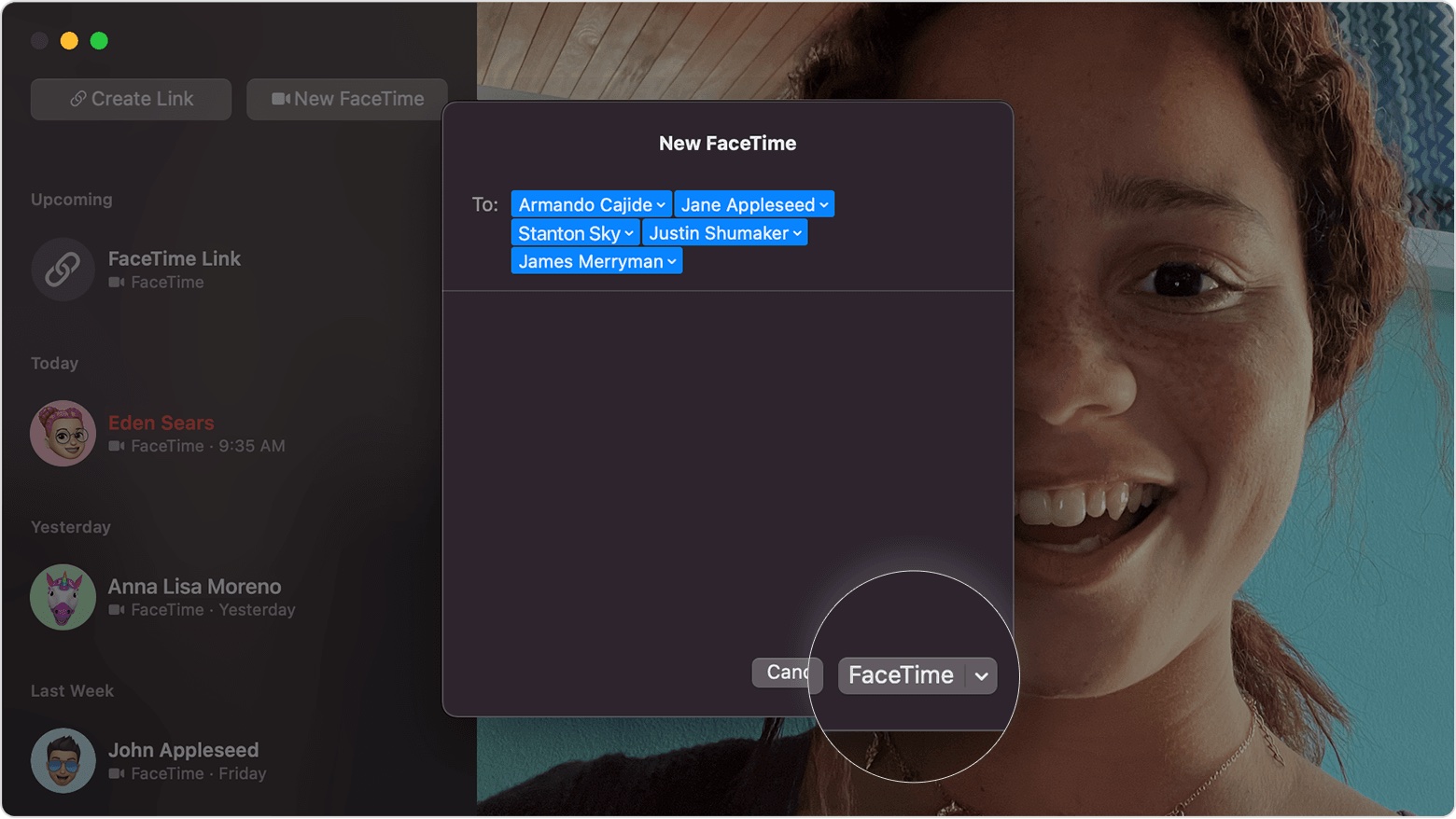 start group facetime call on macos