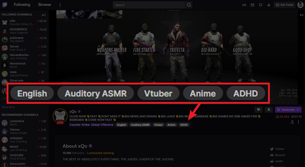 tags on twitch