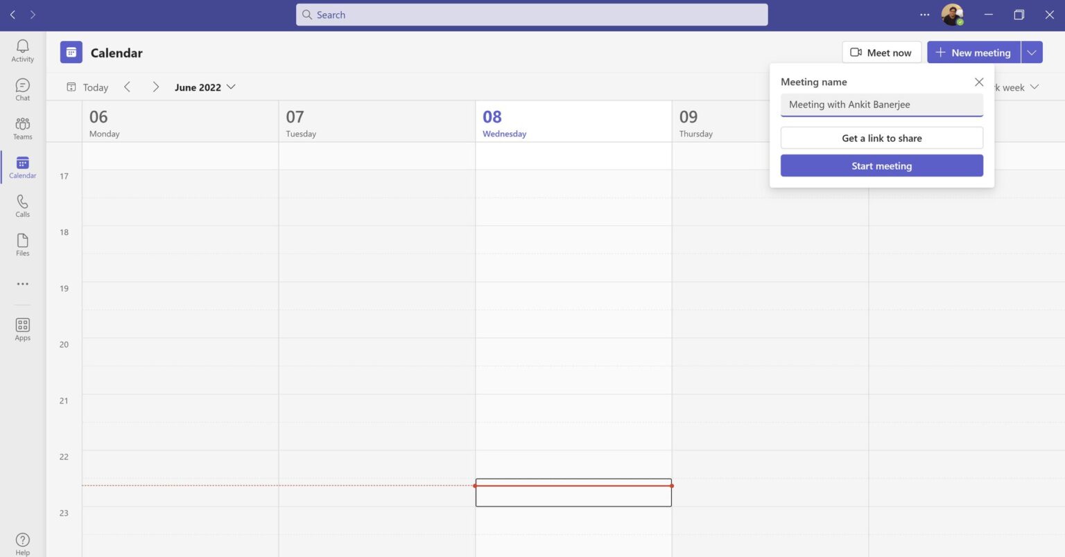 Create Microsoft Teams Meeting Link