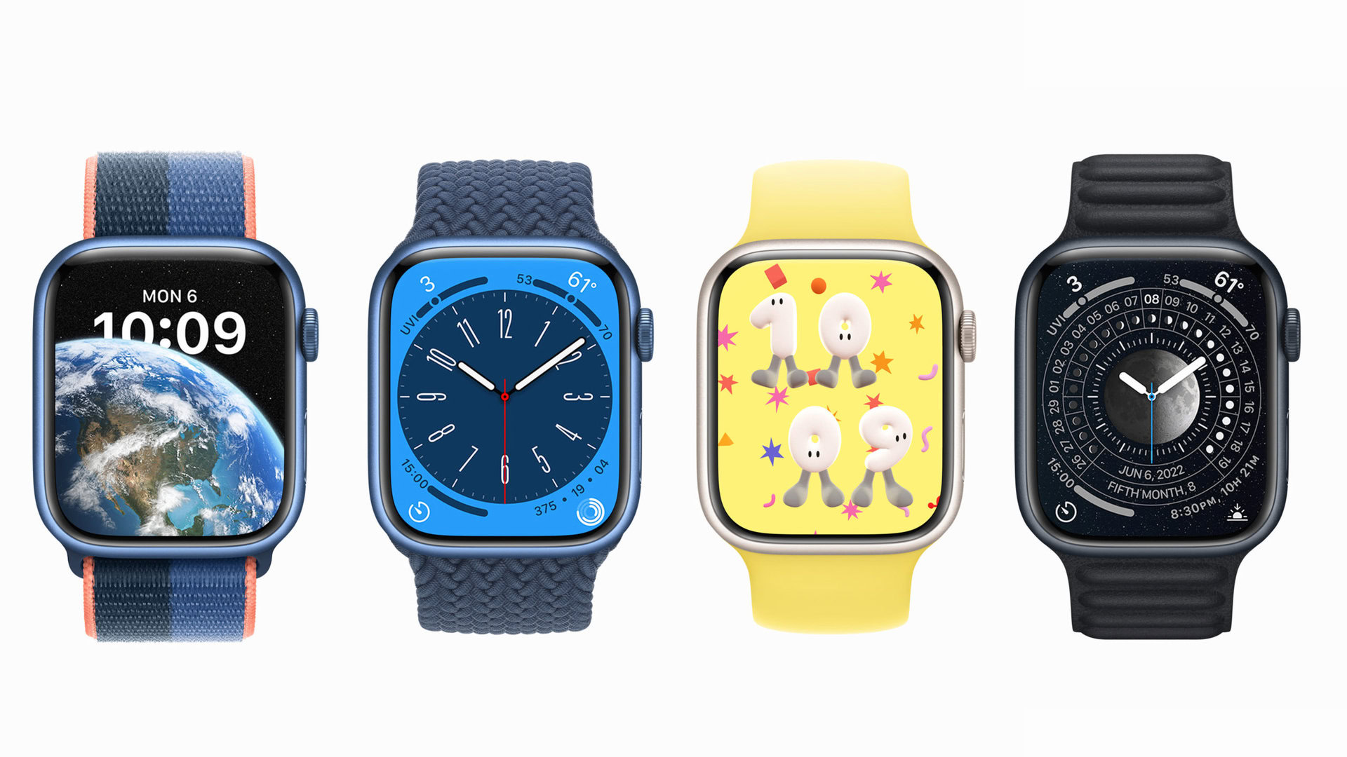 Users will be introduced to four new watch faces when watchOS 9 launches this fall.