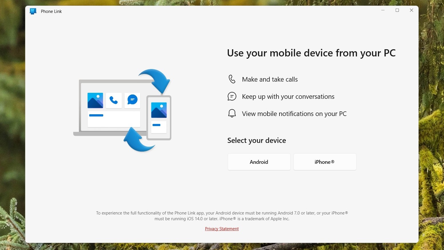 windows phone link screenshot