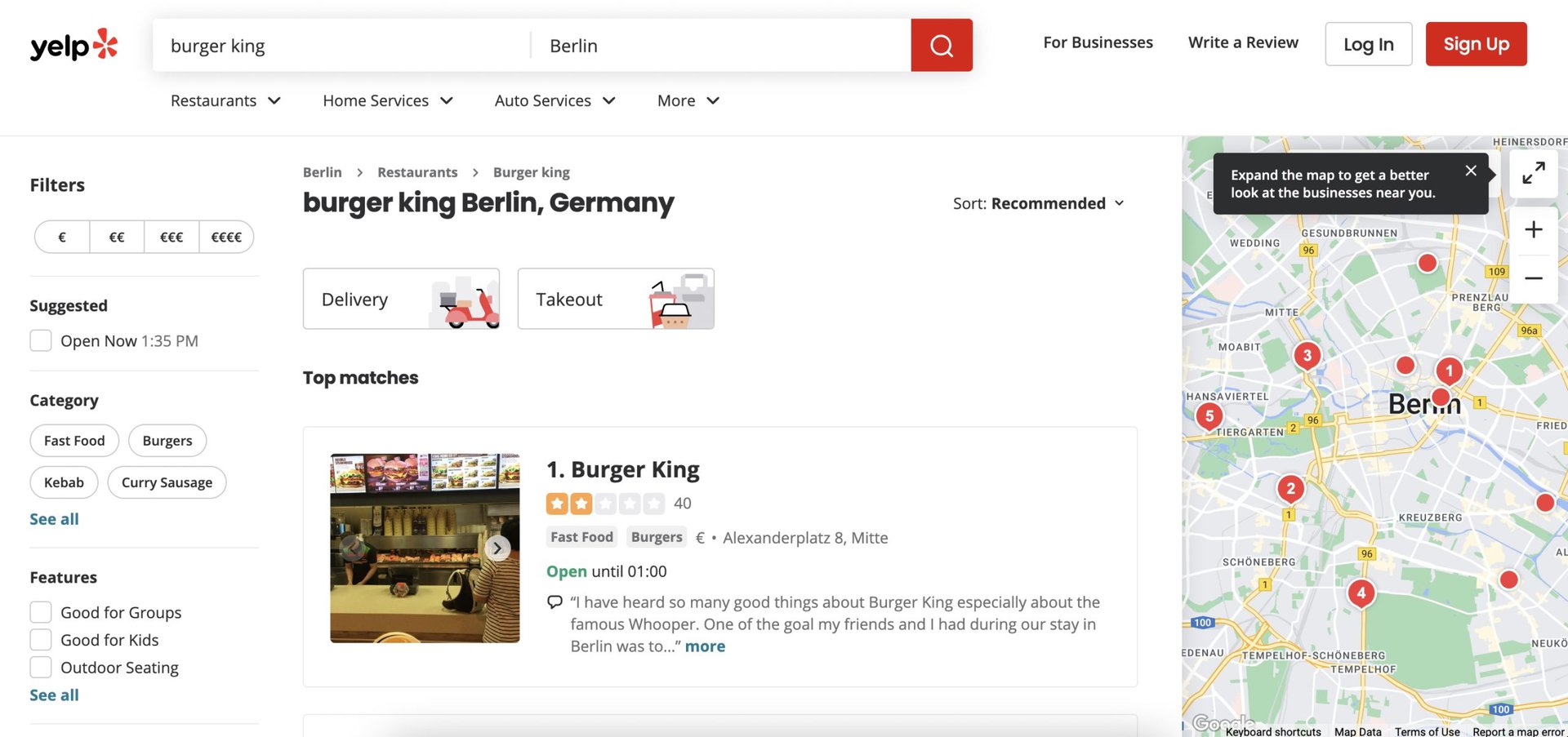 yelp business search results