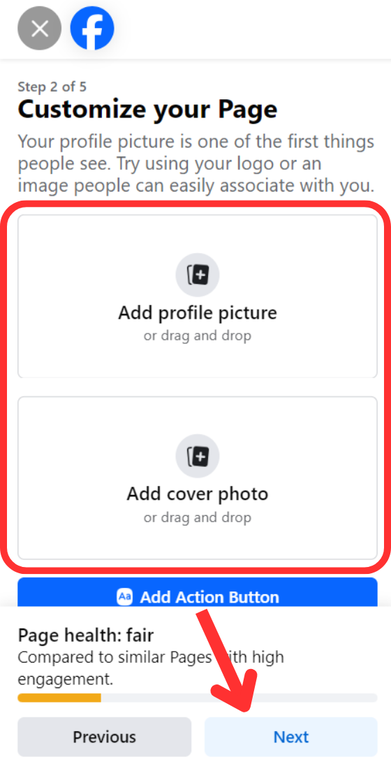 Facebook create a page finish setting up your page add photos