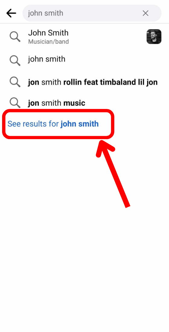 facebook app search results for john smith