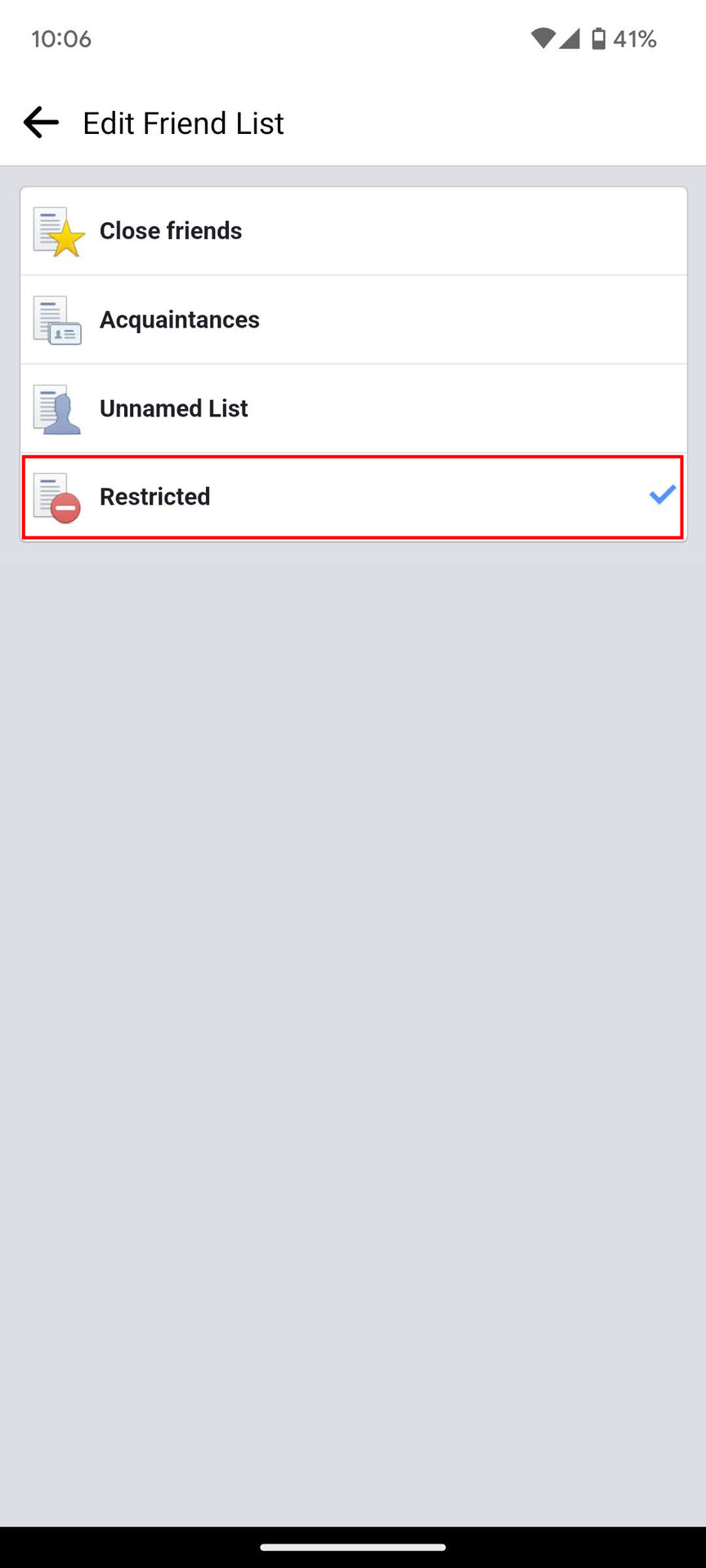 Add someone to the Facebook Restricted list on Android (3)