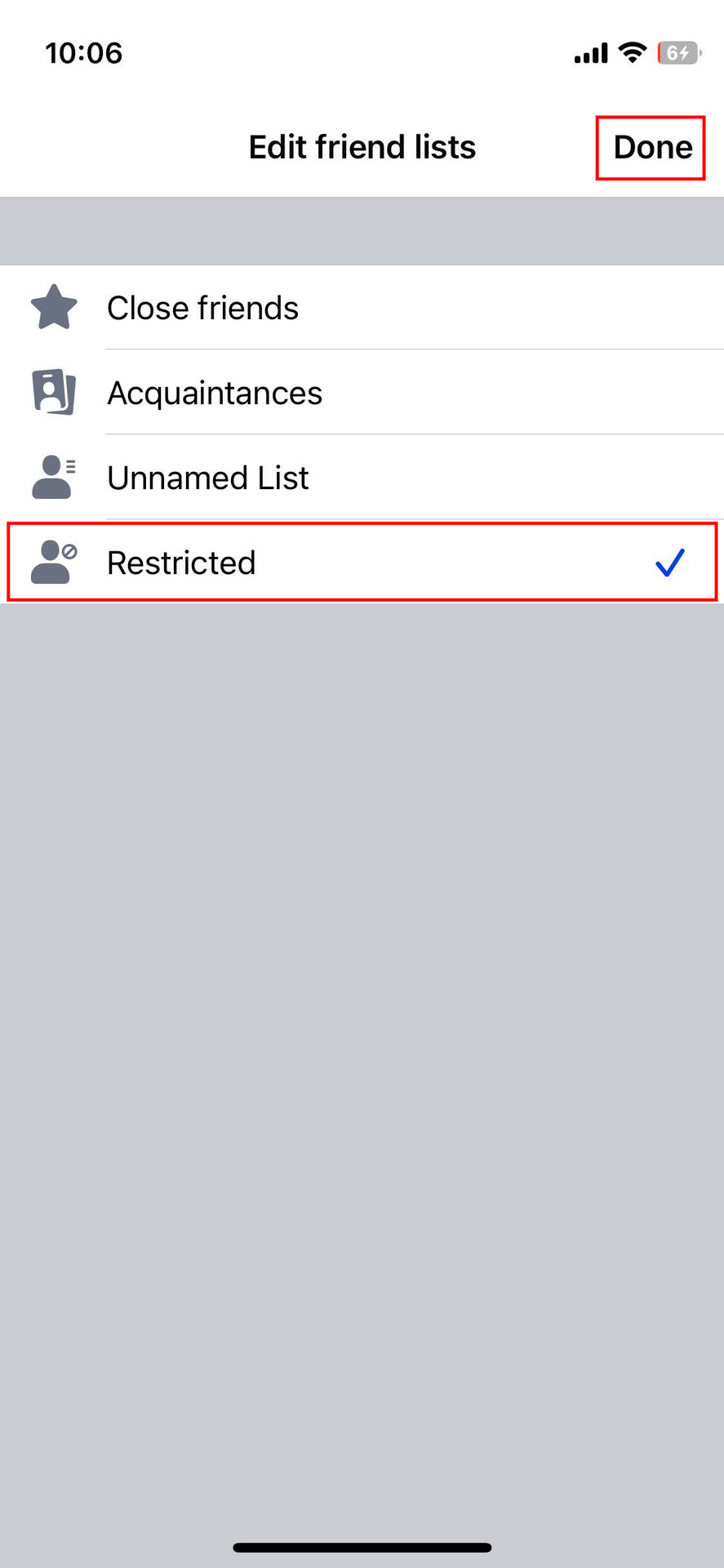 Add someone to the Facebook Restricted list on iPhone (3)