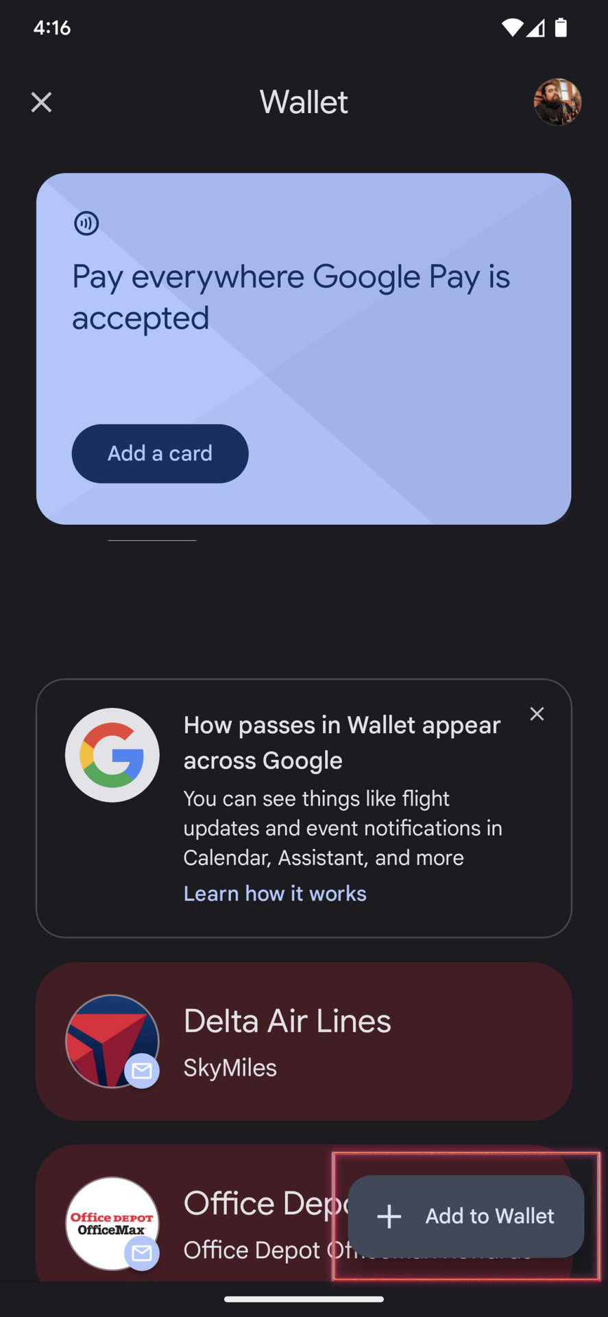 Add transit pass loyalty or gift card to Google Pay 3