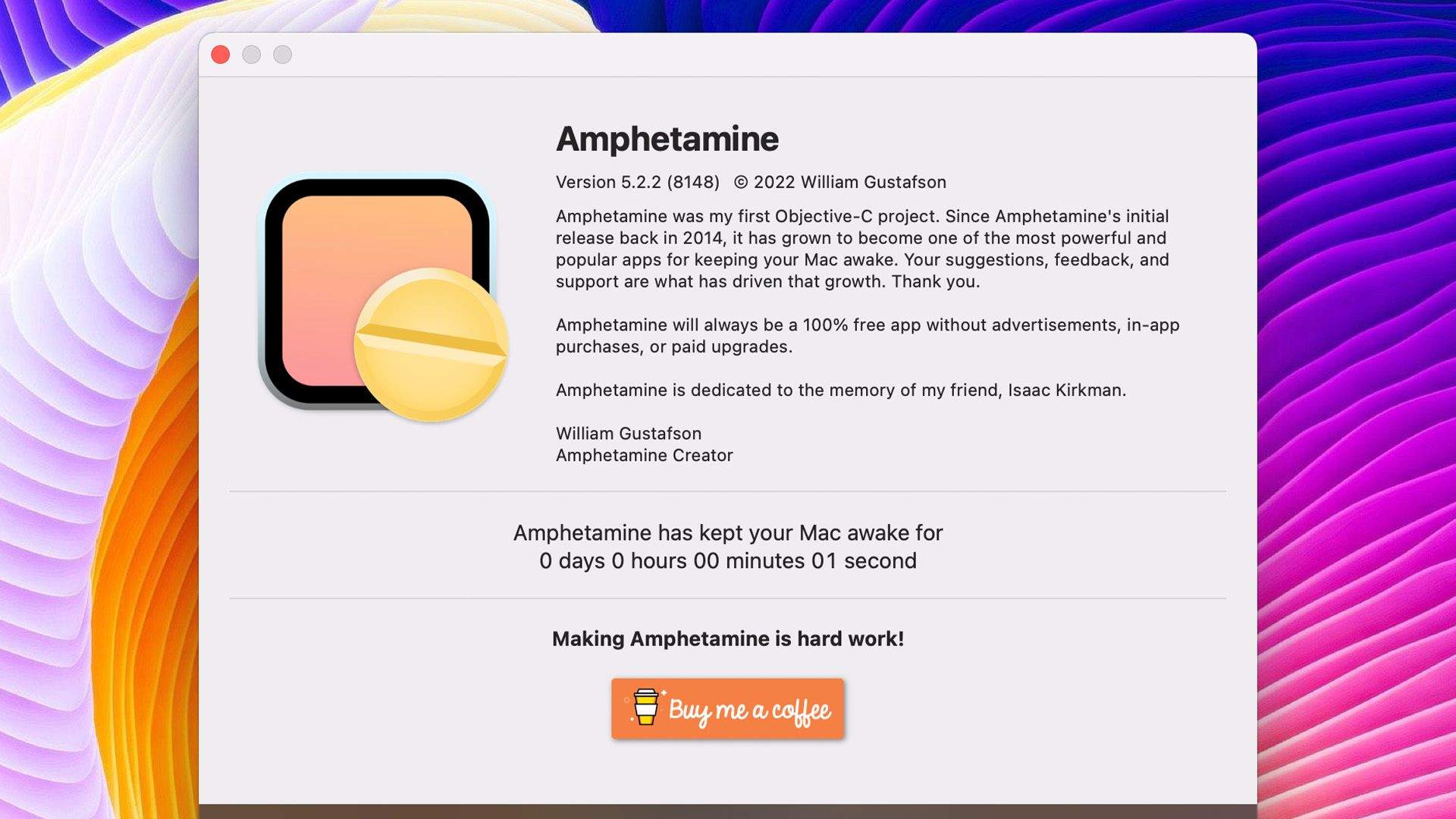 Amphetamine screenshot macOS