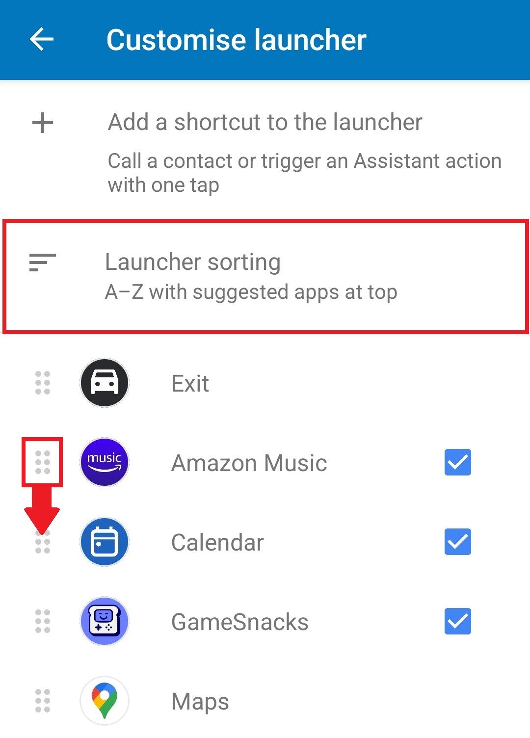 Orden personalizado de las aplicaciones de Android Auto