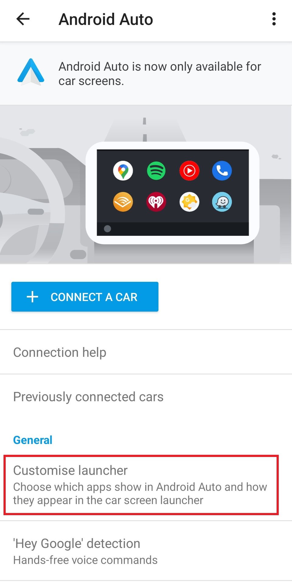 Lanzador personalizado de Android Auto