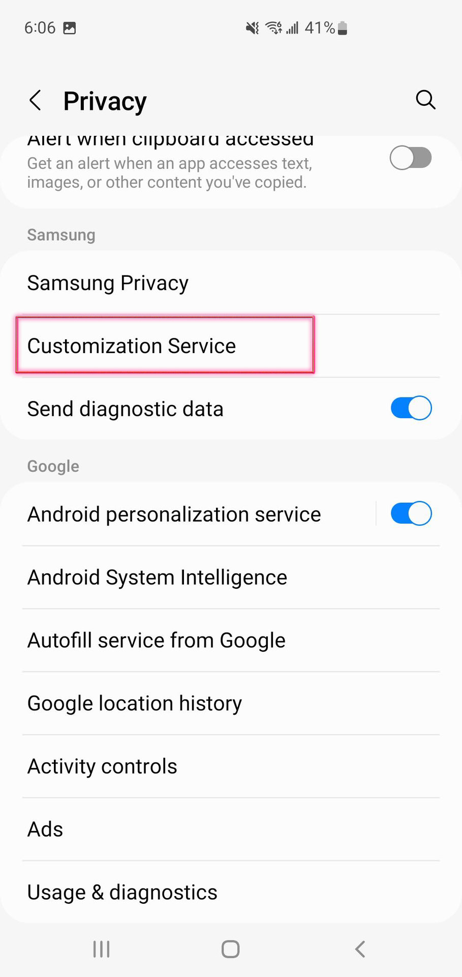 Disable personalized Samsung ads 2