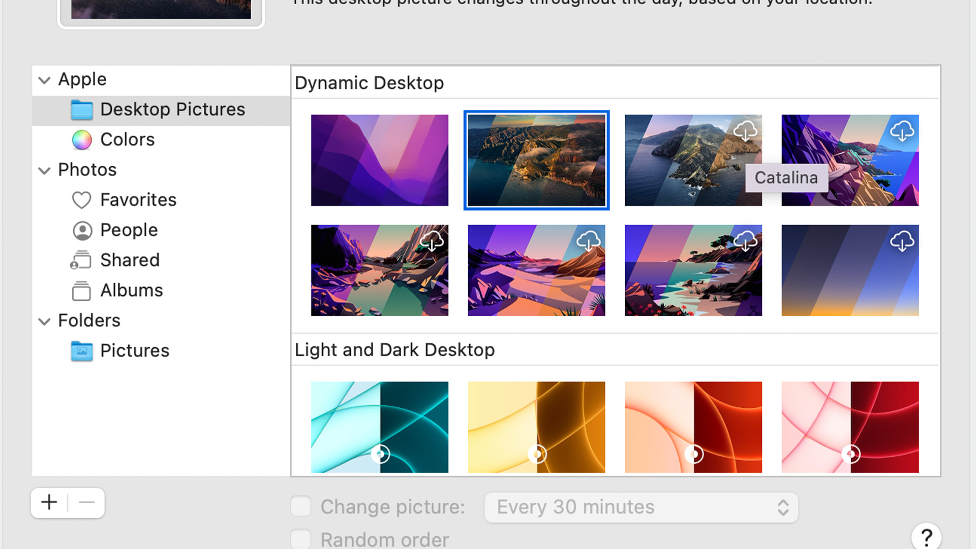 Dyanmic Wallpapers UI on macOS
