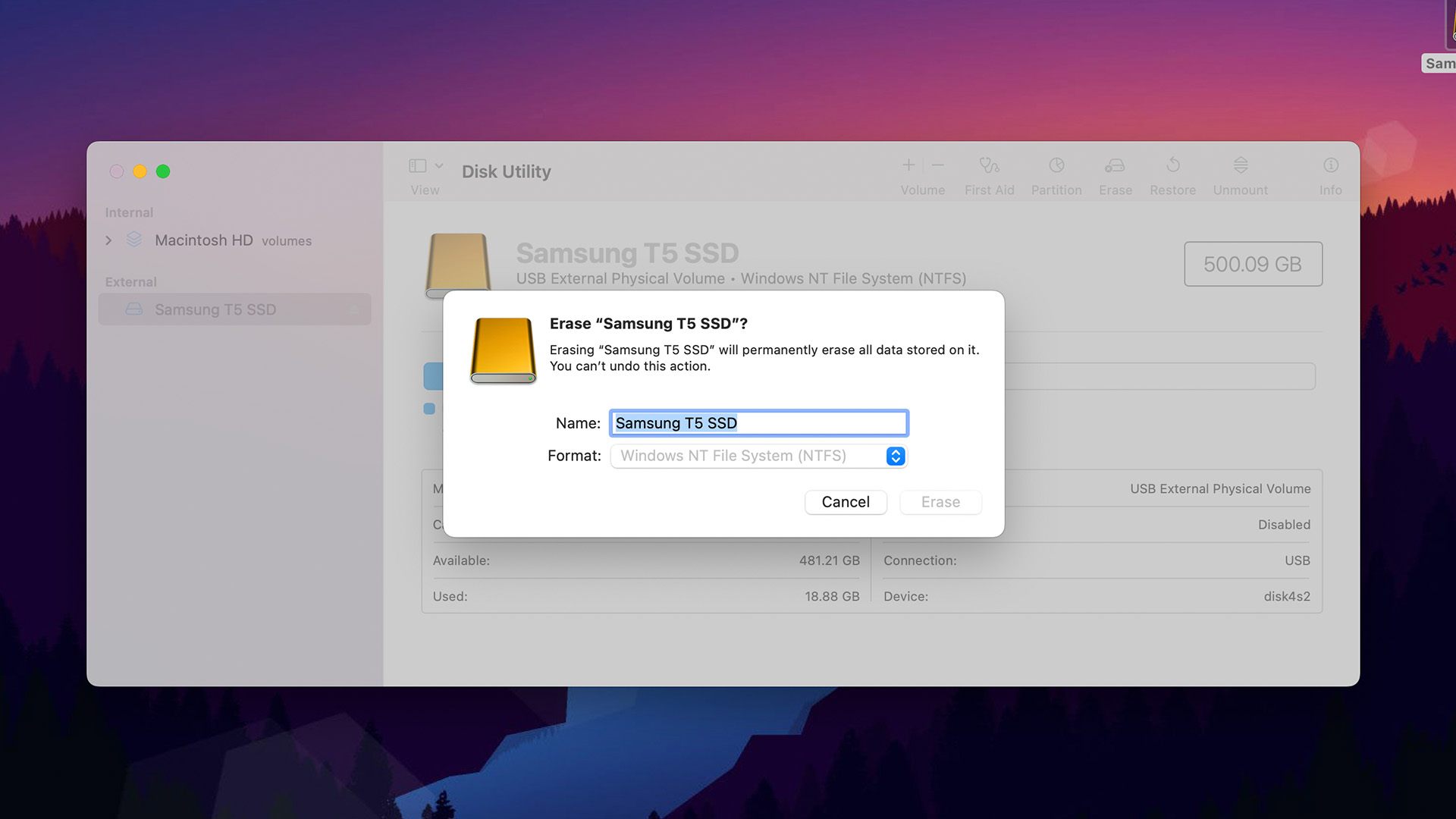 Форматирование внешнего жесткого диска macOS