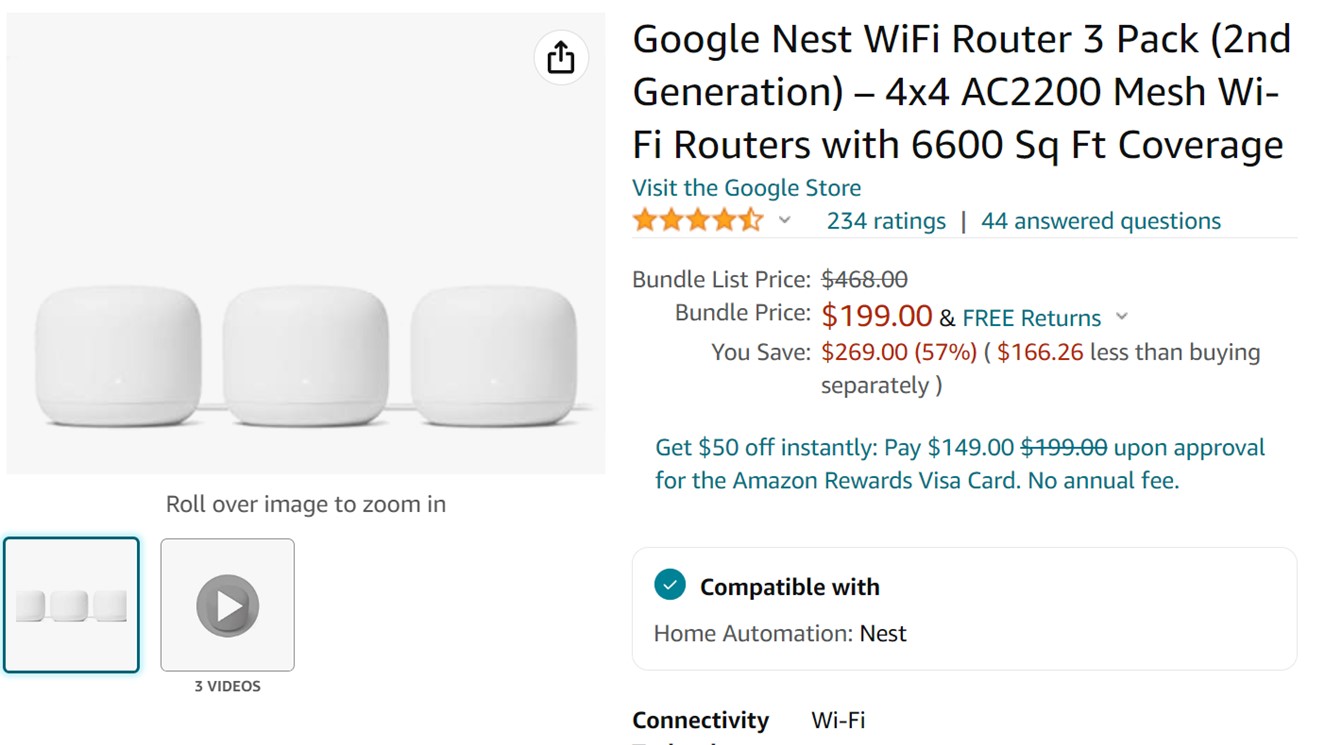 Google Nest WiFi Router 3-Pack Amazon Deal