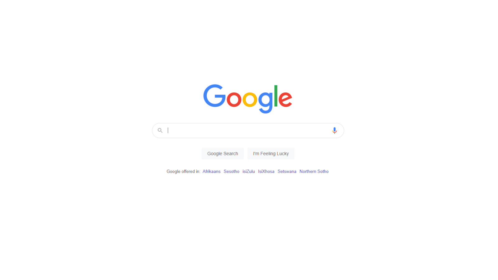 Google South Africa homepage