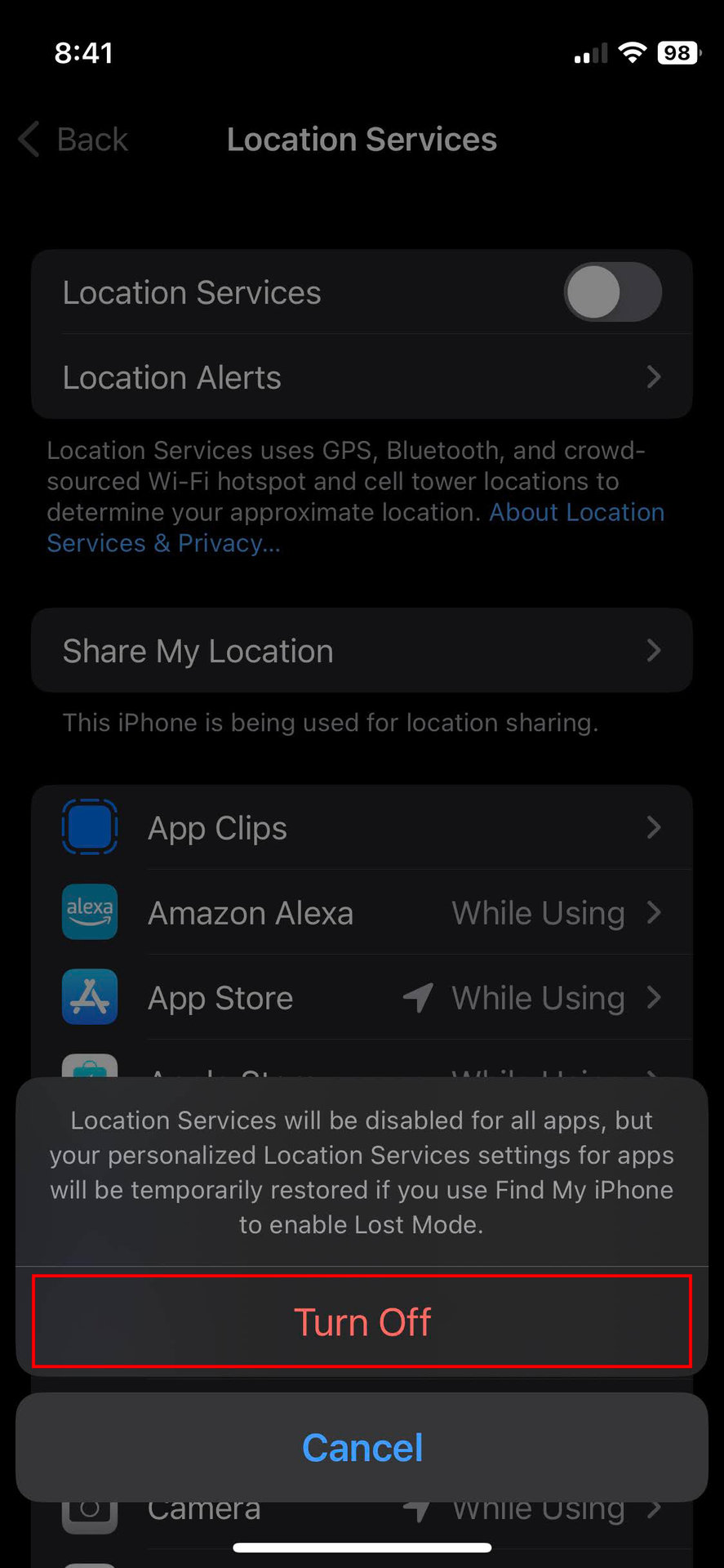 How to turn off Apple Location Services 4