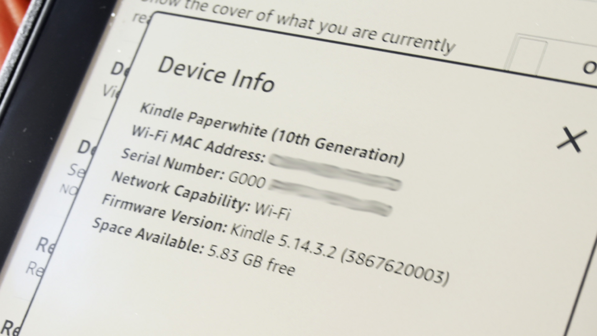 Kindle Paperwhite 4 Device Info 2