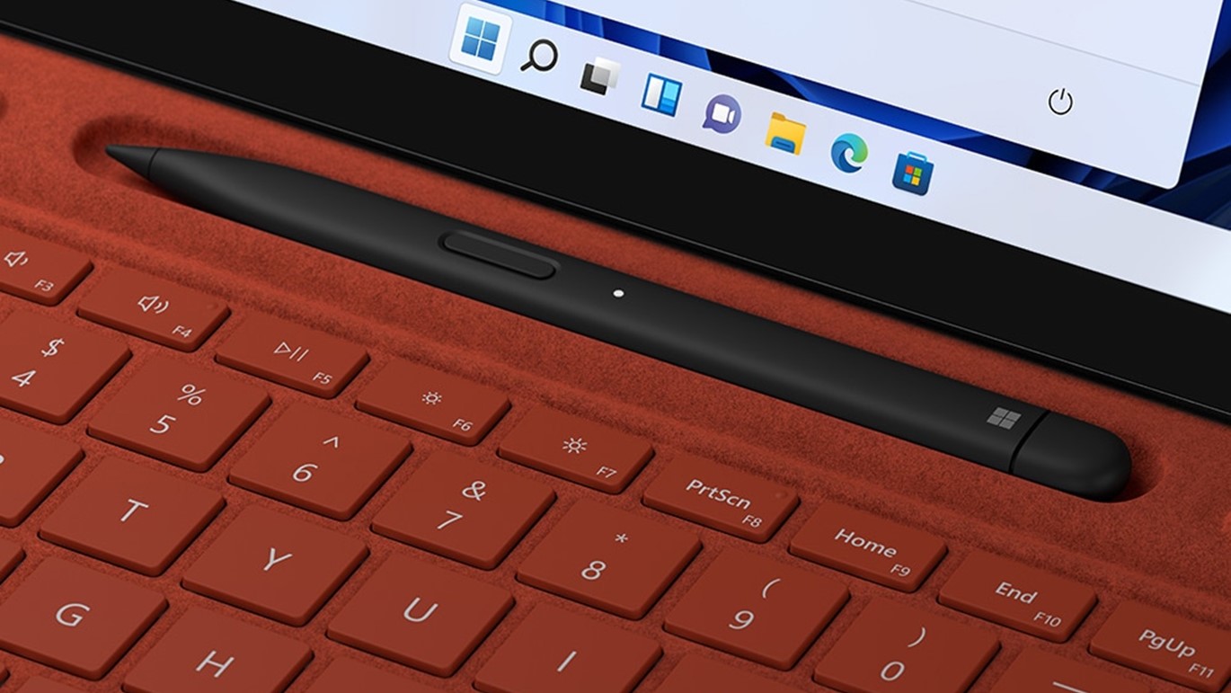 Close-up promotional image of Microsoft Surface Pro X